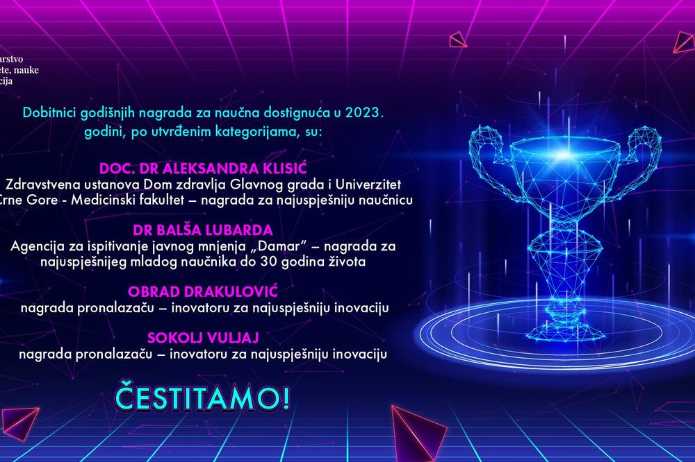 Nagrade Ministarstva prosvjete, nauke i inovacija, Foto: Ministarstvo prosvjete nauke i inovacija