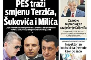 Naslovna strana "Vijesti" za 8. decembar 2023.