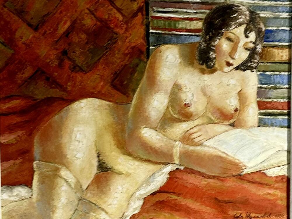 "Semi-reclining female nude on a divan", 1934.