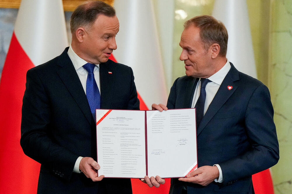 Duda i Tusk na ceremoniji polaganja zakletve, Foto: REUTERS