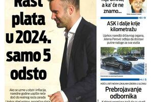 Naslovna strana "Vijesti" za 15. decembar 2023.