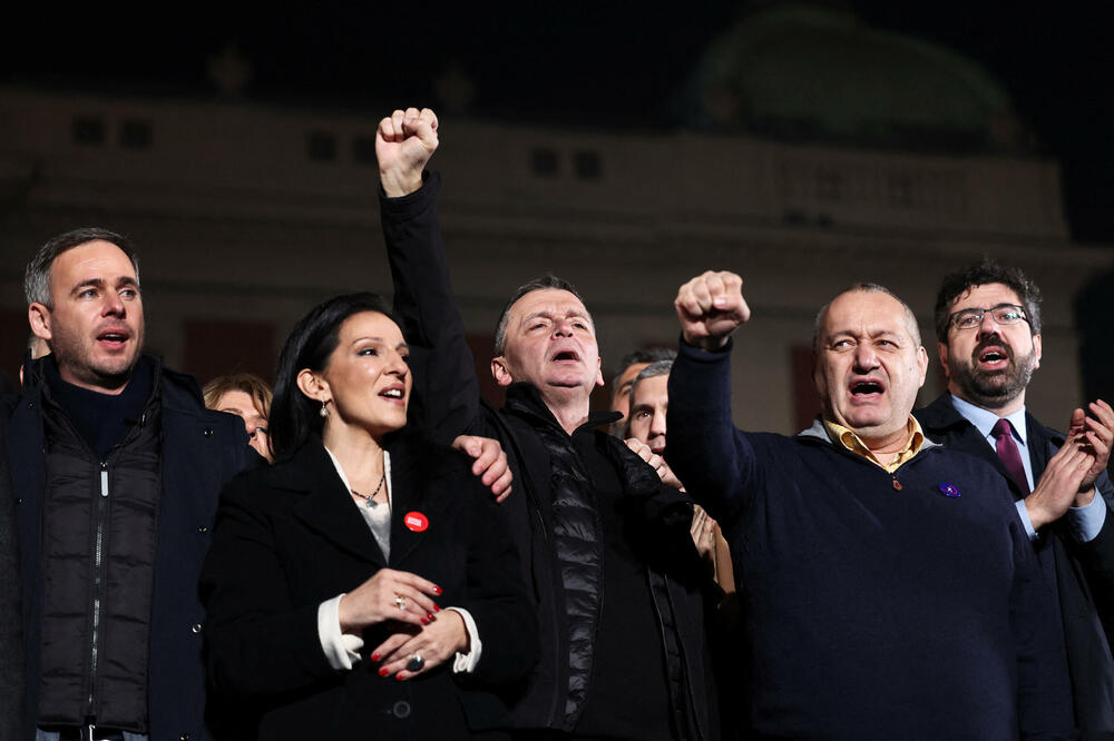 Lideri koalicije “Srbija protiv nasilja” na predizbornom skupu u Beogradu