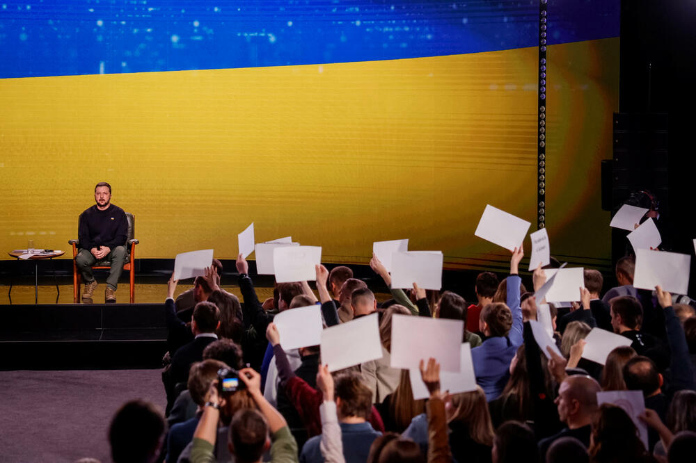 Zelenski juče na konferenciji za novinare, Foto: Rojters