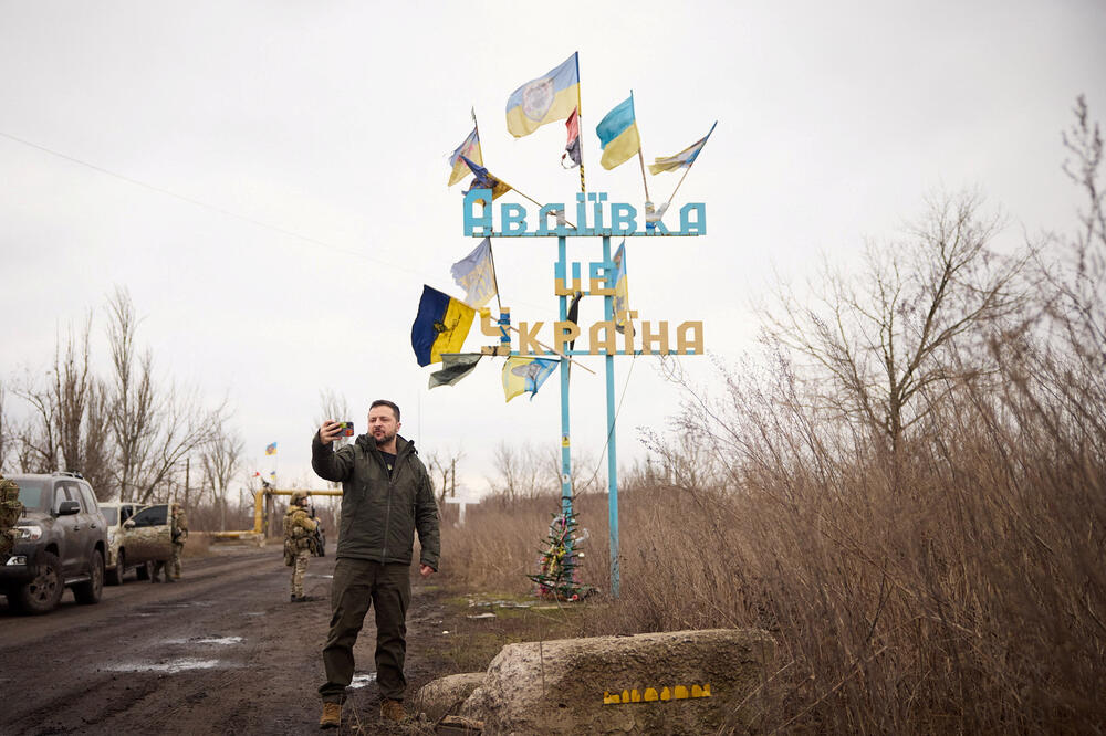 Zelenski during a visit to the front near Avdejevka, Photo: Reuters