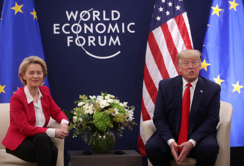 Fon der Lajen i Tramp na Svjetskom ekonomskom forumu u davosu 2020.