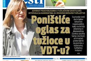 Naslovna strana "Vijesti" za 11. januar 2024.