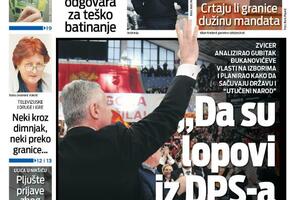 Naslovna strana "Vijesti" za 19. januar 2024.