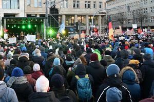 More than 50.000 demonstrators in Hamburg at a rally against German...