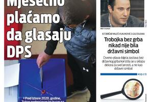 Naslovna strana "Vijesti" za 20. januar 2024.