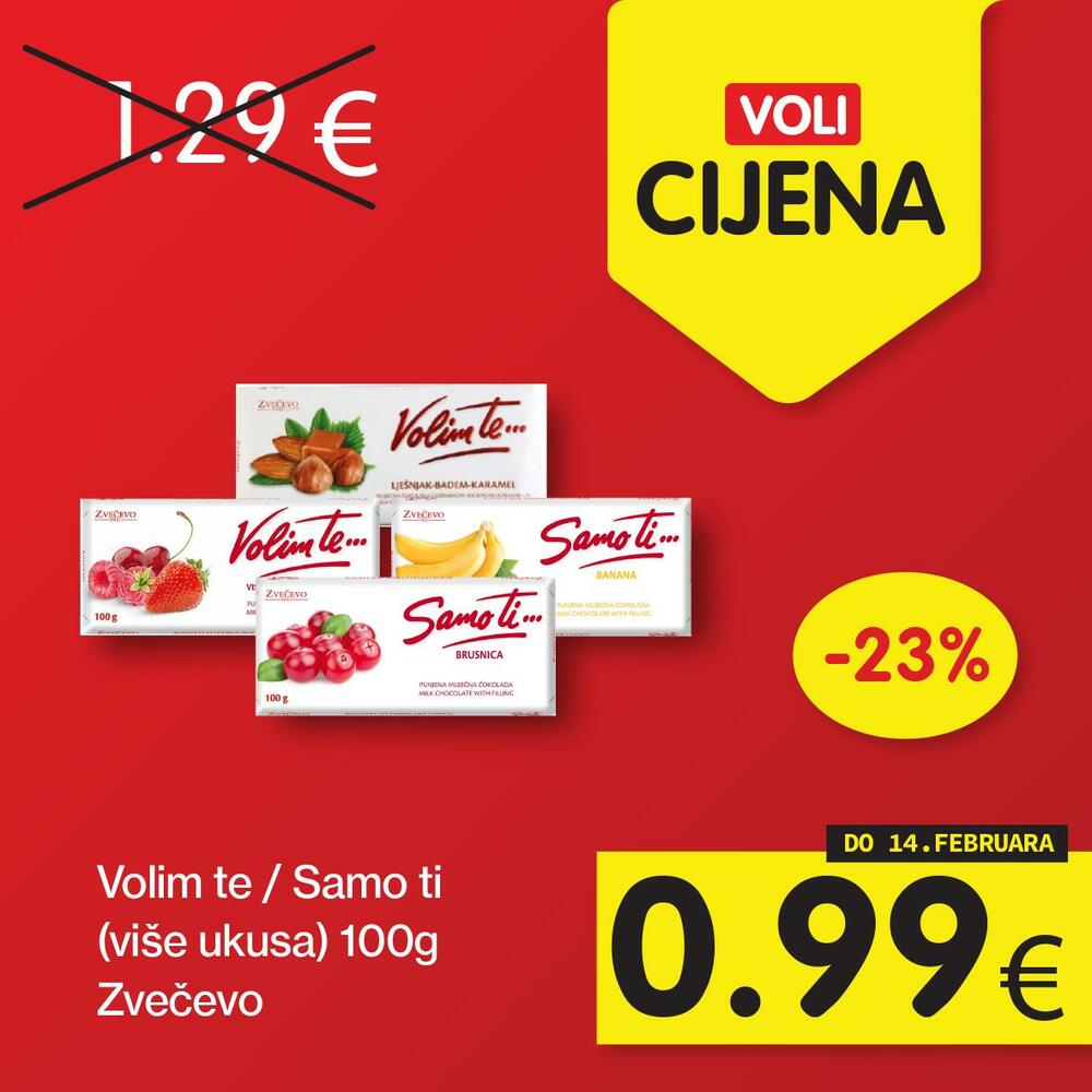 <p>Potražite proizvode sa specijalnom oznakom Voli cijena, i uštedite vaš kućni budžet.</p>