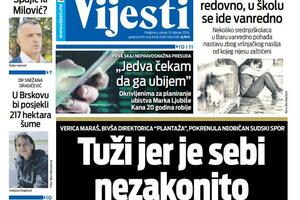 Naslovna strana "Vijesti" za 13. februar 2024.