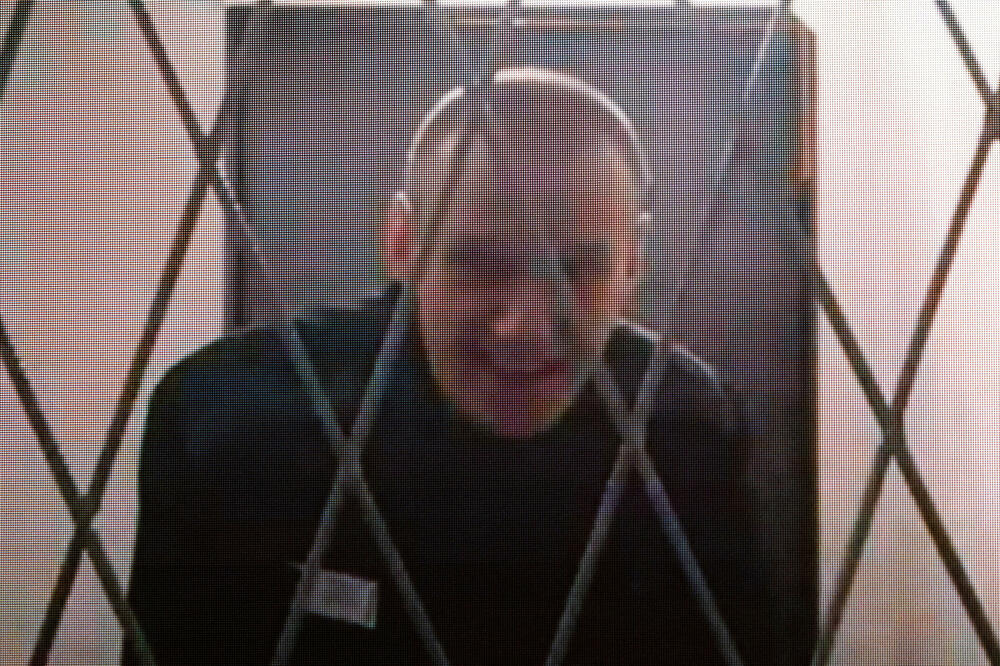 Aleksej Navaljni tokom video saslušanja iz kaznene kolonije u Jamal-Nenetsu 11. januara 2024., Foto: Rojters