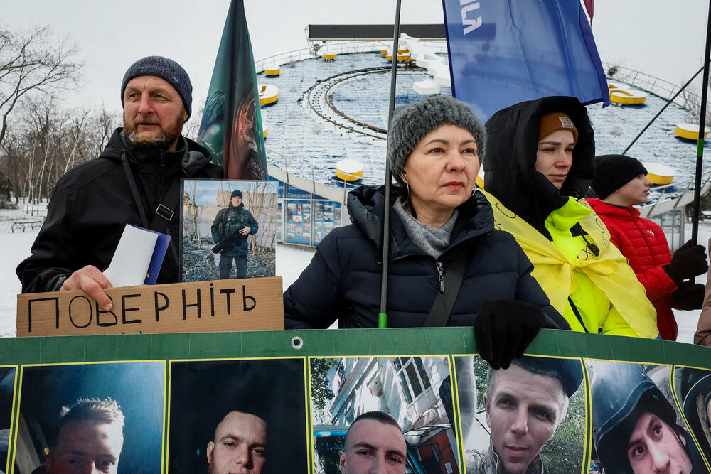Jurij i Tatjana Terlecki na protestu porodica ukrajinskih ratni zarobljenika