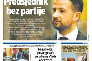 Naslovna strana "Vijesti" za 25. februar 2024.