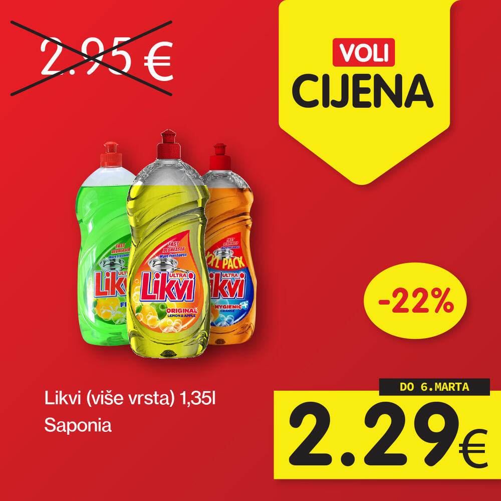 <p>Širok izbor proizvoda po najpovoljnijim cijenama na tržištu u svim Voli i Naš diskont marketima.</p>