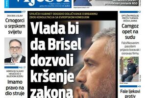 Naslovna strana "Vijesti" za 2. mart 2024.