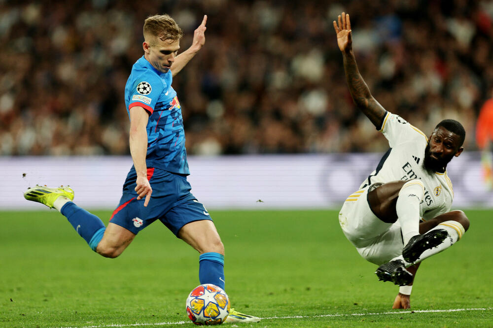 Lajpcig je odigrao sjajno u Madridu, ali nije imao sreće: Olmo u duelu sa Ridigerom, Foto: Reuters