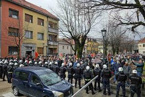 Protest in Cetinje: Jajima was targeted at a vehicle in which Vučurović was...