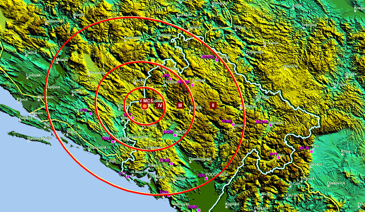 Zemljotres jačine 3,6 stepeni u okolini mjesta Čarađe
