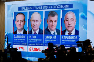 The first results: Putin received more than 87 percent of the votes in...