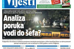 Naslovna strana "Vijesti" za 21. mart 2024.
