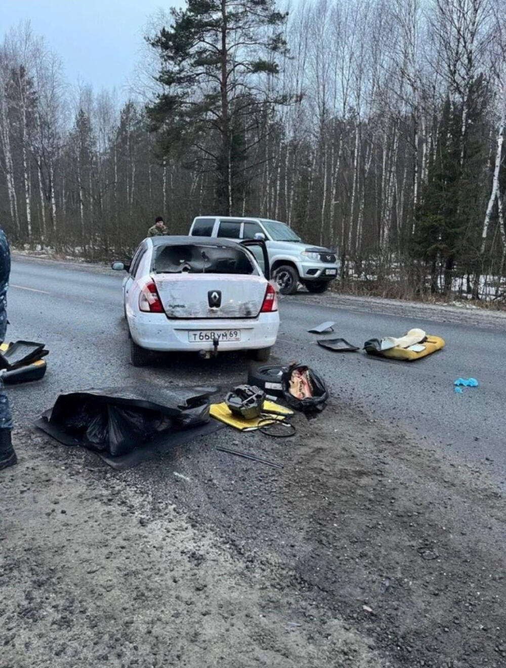 The car in which, according to the Russian authorities, the attackers tried to escape