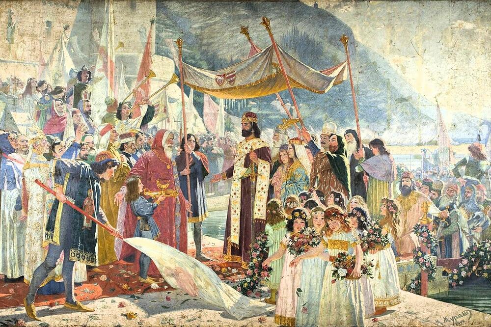 Slika Marka Murata “Dolazak Cara Dušana u Dubrovnik, 1349.”, Foto: wikipedia.org