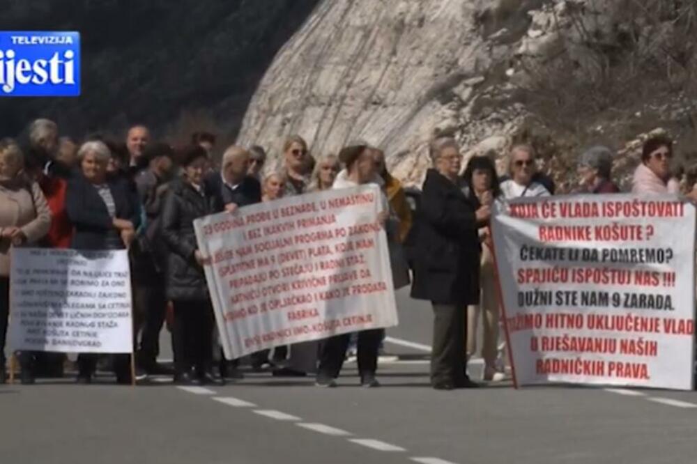 Sa ranijeg protesta bivših radnika Košute, Foto: TV Vijesti