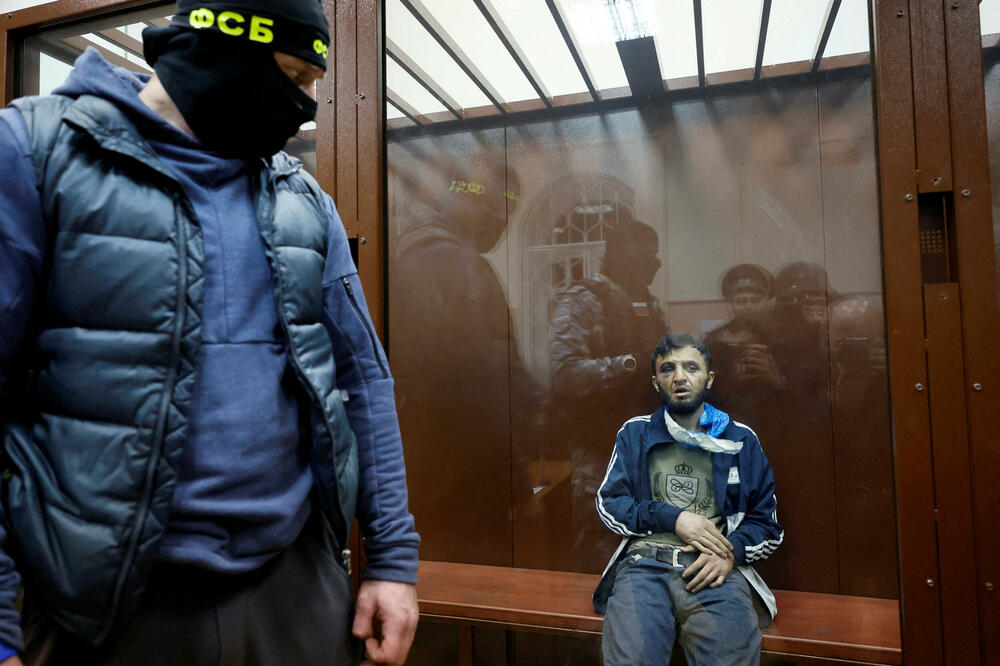 Osumnjičeni za napad u dvorani Krokus u sudnici u Moskvi, Foto: Rojters