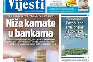 Naslovna strana "Vijesti" za 28. mart 2024. godine