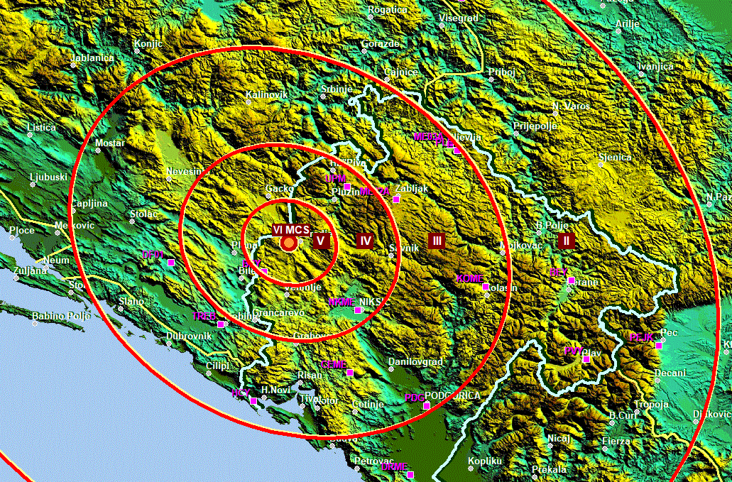 An earthquake with a magnitude of 4,3 in Montenegro was followed by three weaker ones