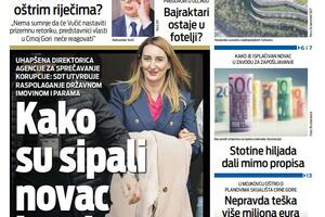 Naslovna strana "Vijesti" za 18. april 2024. godine