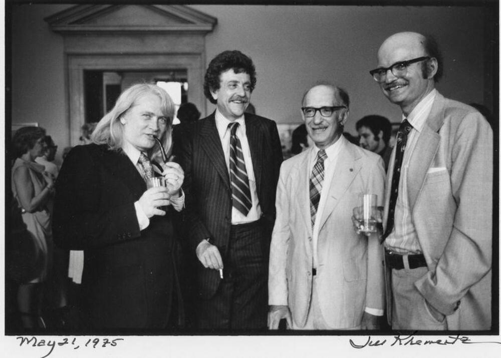 Bart with writers John Gardner, Kurt Vonnegut and Bernard Malamud in 1975.