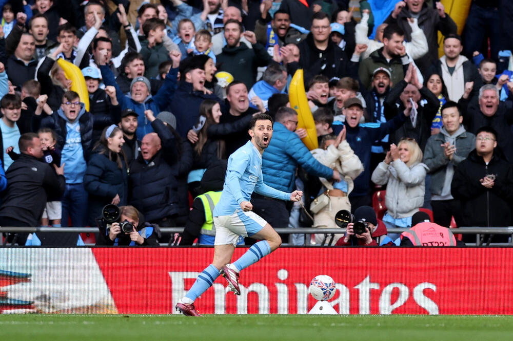 Silva celebrates the only goal at Wembley, Photo: Reuters