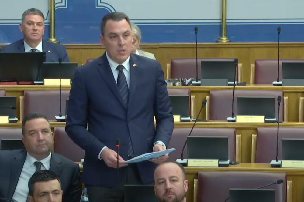 Vuković na današnjoj sjednici Skupštine, Foto: Printscreen/Youtube