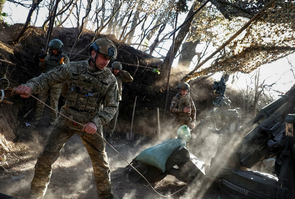Ukrainian soldiers in the Donetsk region