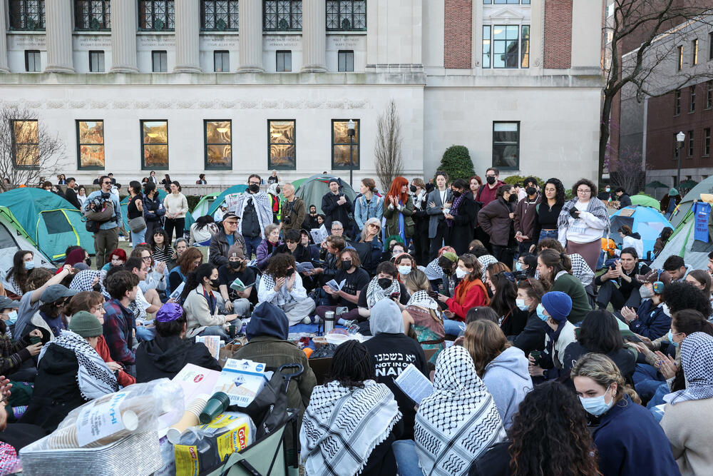 From the protest in front of Columbia University