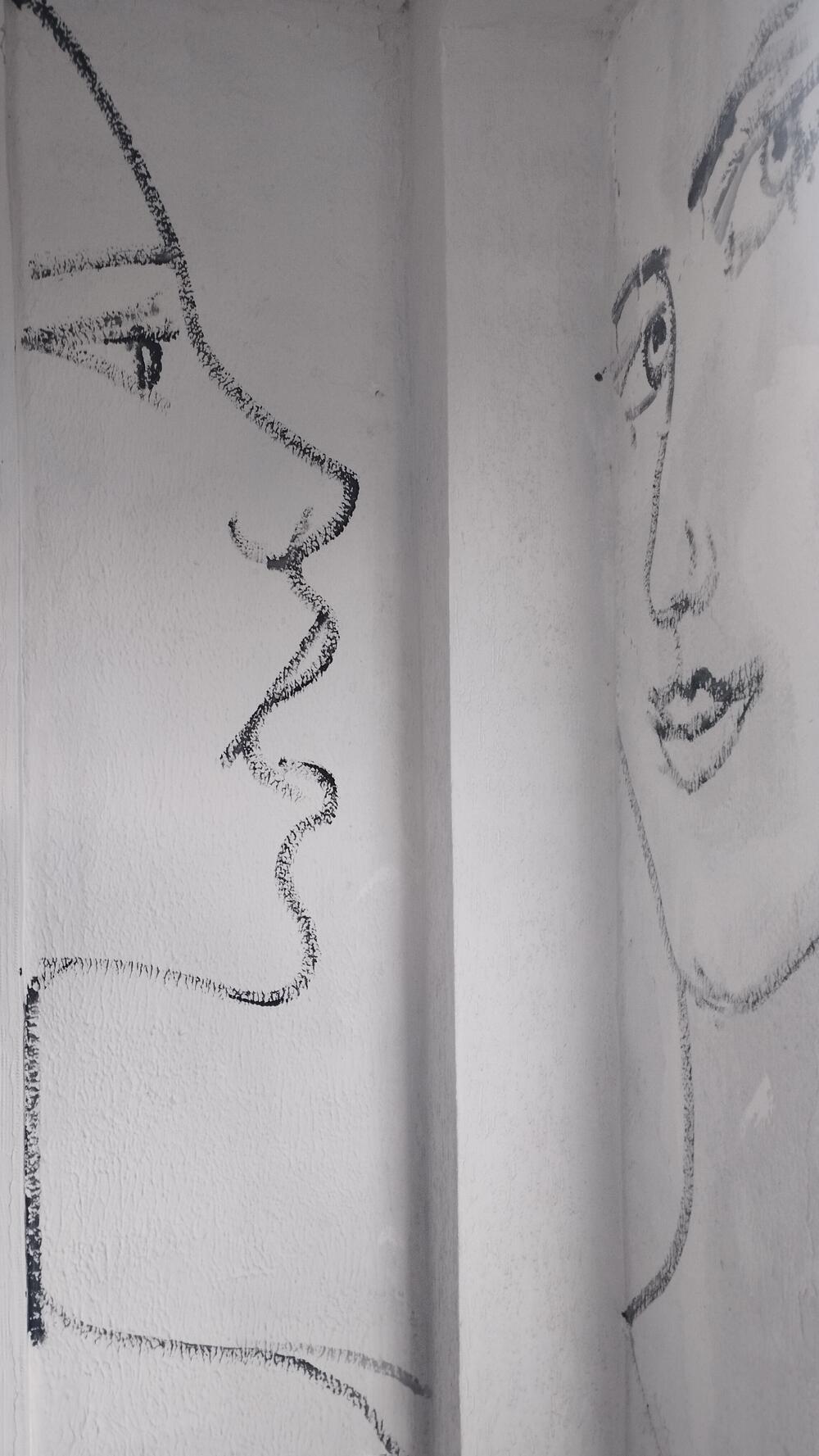 Nikčević's drawings on the walls of the gallery