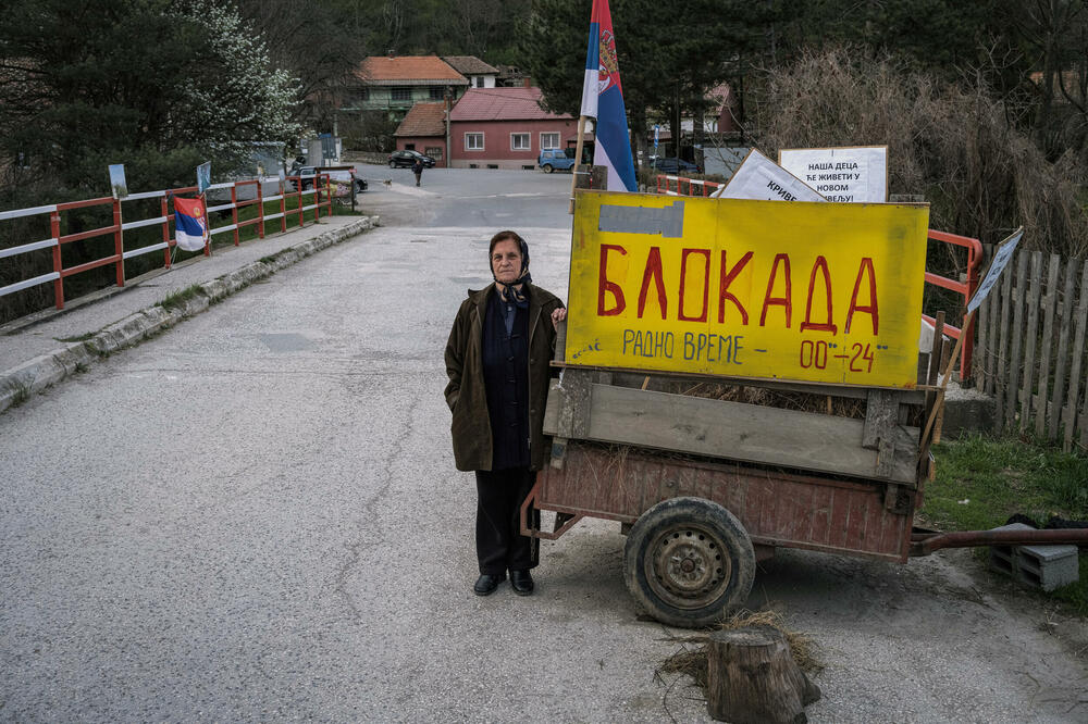 Stana Jorgovanović, at the barricade on the bridge over the Krivelj River, Photo: Reuters