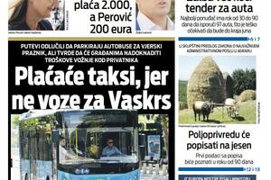 Naslovna strana "Vijesti" za 30. april 2024.