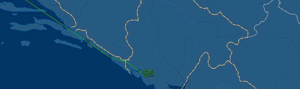 Položaj Vladinog aviona koji prevozi Kneževića u 13:21 