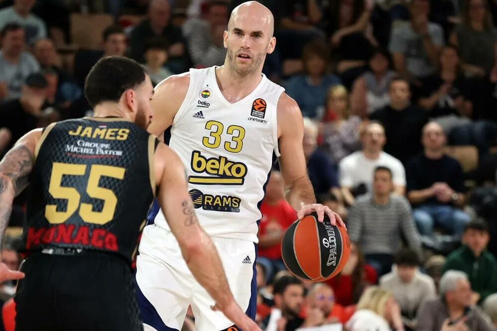 Majk Džejms i Nik Kalates na utakmici Monaka i Fenerbahčea, Foto: Euroleague.net