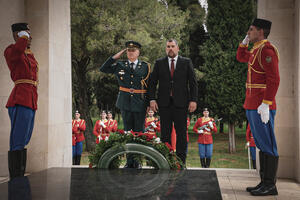 Krapović and Lazarević laid a wreath at the monument to the Partizan fighter:...