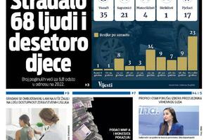 Naslovna strana "Vijesti" za 17. maj 2024.