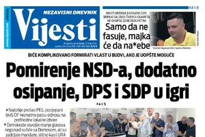 Naslovna strana "Vijesti" za 27. maj 2024.