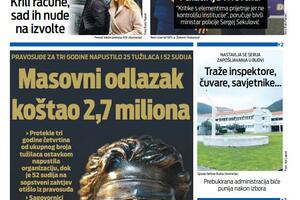 Naslovna strana "Vijesti" za srijedu 5. jun