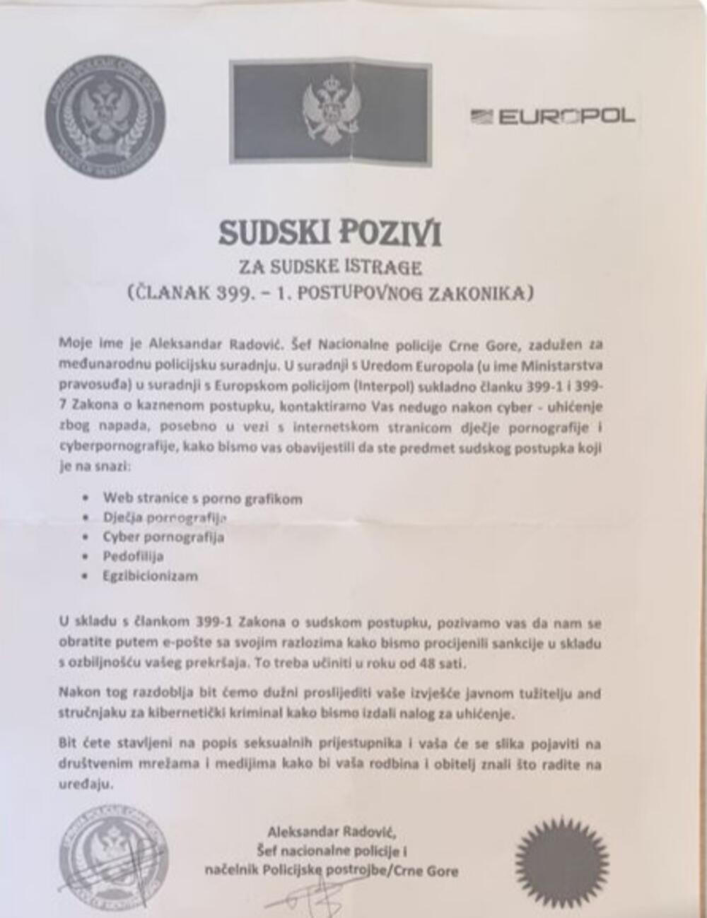 policija lažni mejl
