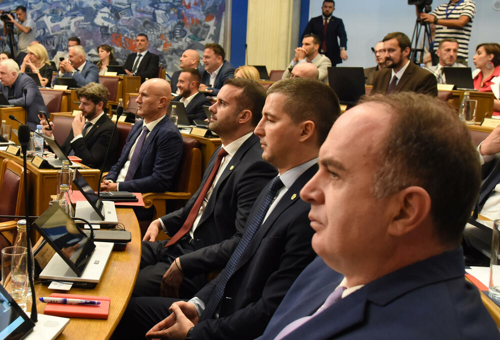 <p>Mandić je pokušao da održi Skupštinu, ali poslanici DPS-a ne dozvoljavaju</p>