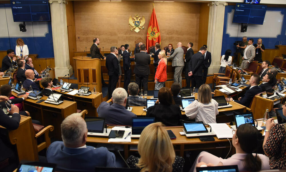 <p>Mandić je pokušao da održi Skupštinu, ali poslanici DPS-a ne dozvoljavaju</p>
