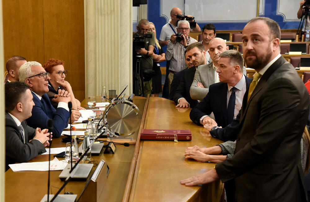 <p>Mandić je pokušao da održi Skupštinu, ali poslanici DPS-a ne dozvoljavaju</p>